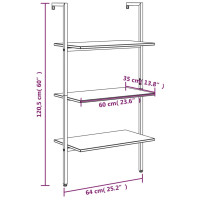 Produktbild för Hylla 3 hyllplan svart 64x35x120,5 cm