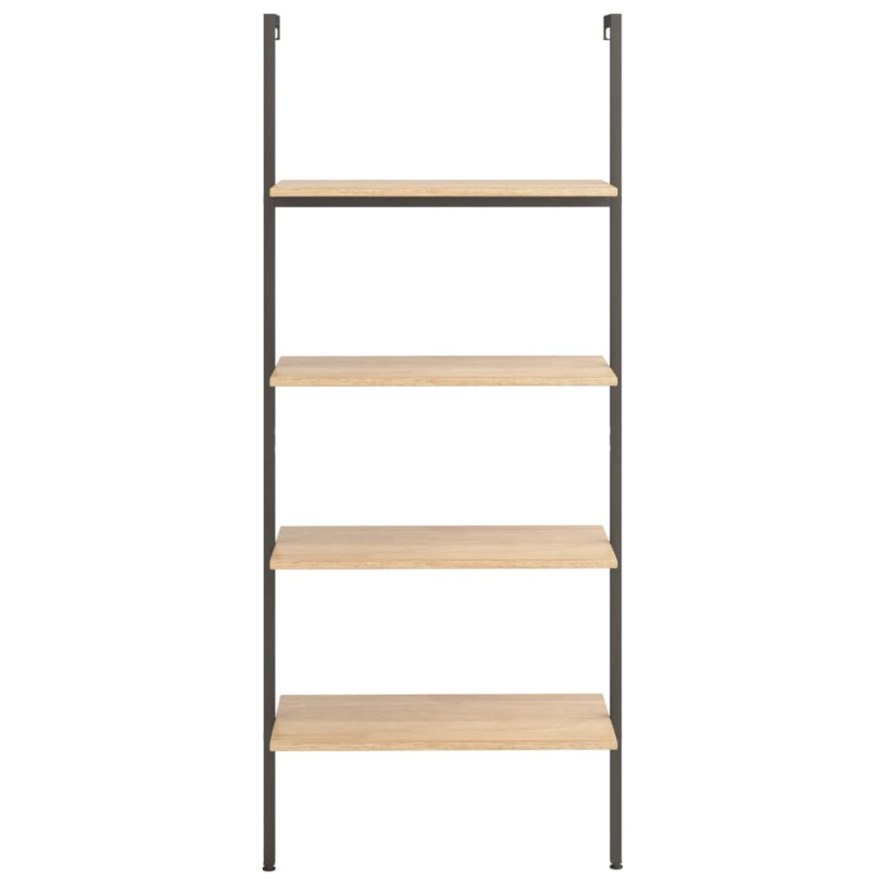 Produktbild för Hylla 4 hyllplan ljusbrun och svart 64x35x152,5 cm