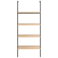 Produktbild för Hylla 4 hyllplan ljusbrun och svart 64x35x152,5 cm