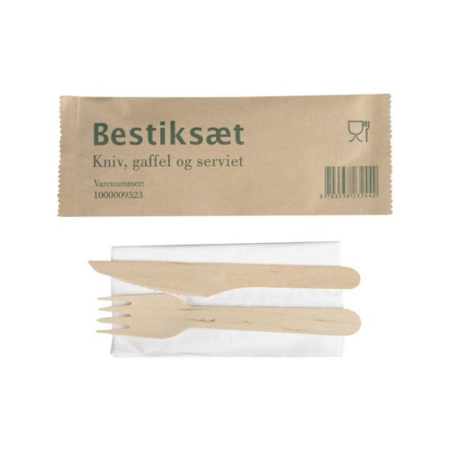 Abena Besticksset trä med servett 400/fp - Engångsservis