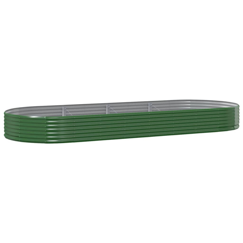 Produktbild för Odlingslåda pulverlackerat stål 373x140x36 cm grön