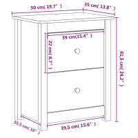 Miniatyr av produktbild för Sängbord grå 50x35x61,5 cm massiv furu