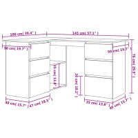 Produktbild för Hörnskrivbord rökfärgad ek 145x100x76 cm konstruerat trä
