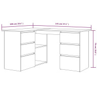 Produktbild för Hörnskrivbord grå sonoma 145x100x76 cm konstruerat trä
