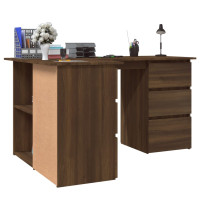Miniatyr av produktbild för Hörnskrivbord brun ek 145x100x76 cm konstruerat trä
