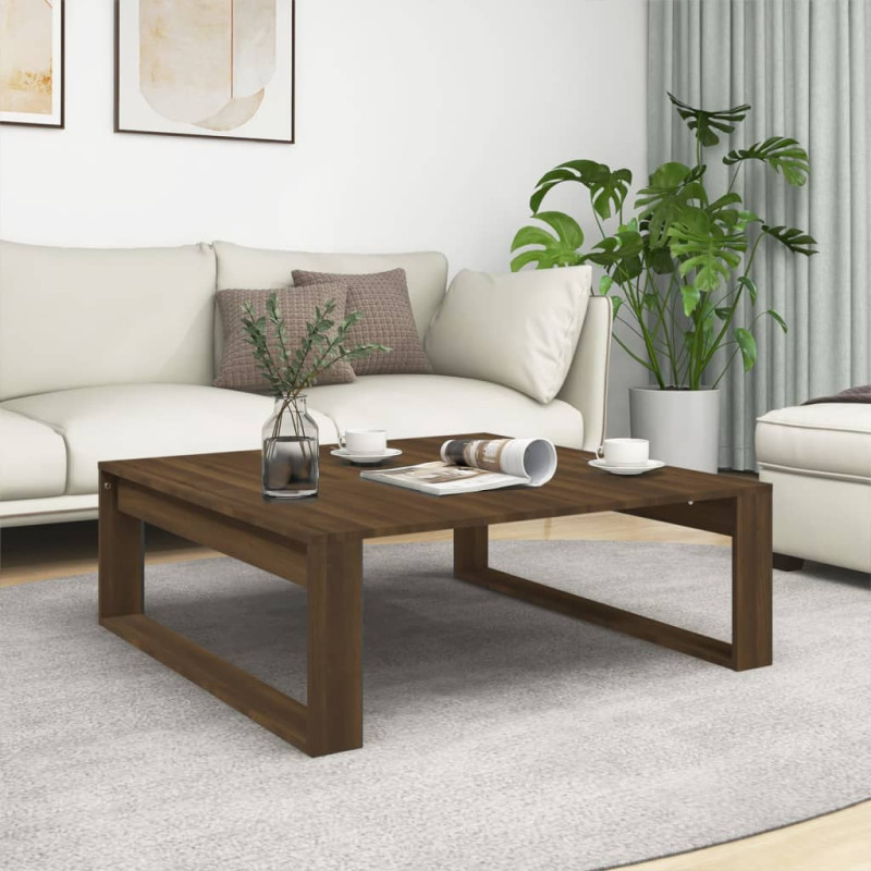 Produktbild för Soffbord brun ek 100x100x35 cm konstruerat trä