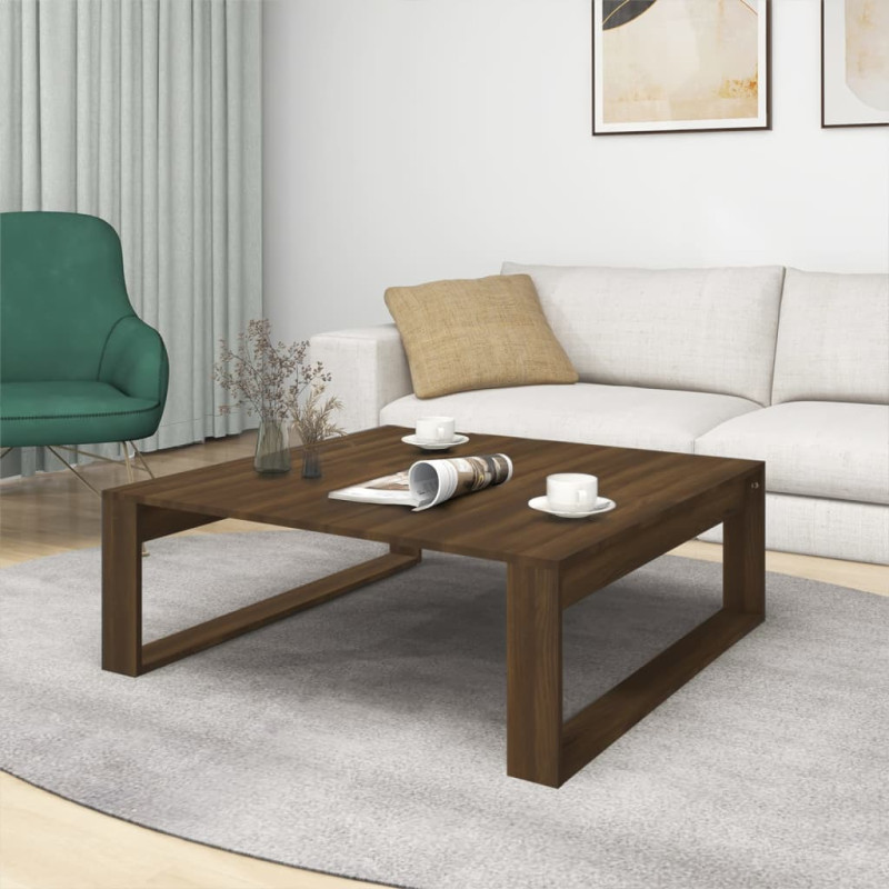 Produktbild för Soffbord brun ek 100x100x35 cm konstruerat trä