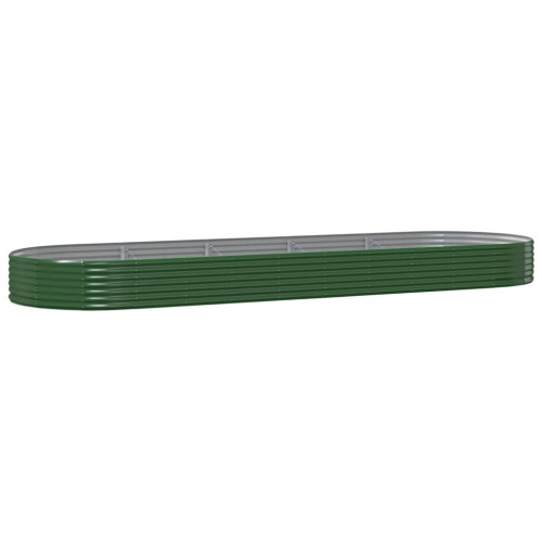 vidaXL Odlingslåda pulverlackerat stål 450x140x36 cm grön