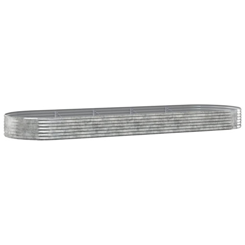 vidaXL Odlingslåda pulverlackerat stål 450x140x36 cm silver