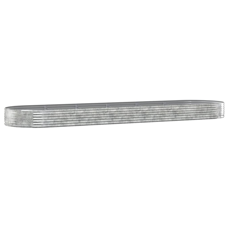Produktbild för Odlingslåda pulverlackerat stål 523x140x36 cm silver