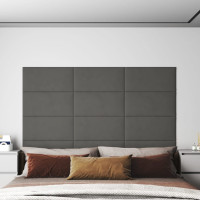Produktbild för Väggpaneler 12 st mörkgrå 60x30 cm sammet 2,16 m²