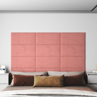 Produktbild för Väggpaneler 12 st rosa 60x30 cm sammet 2,16 m²