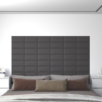 Produktbild för Väggpaneler 12 st grå 30x15 cm konstläder 0,54 m²