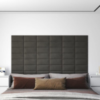 Produktbild för Väggpaneler 12 st mörkgrå 30x15 cm sammet 0,54 m²