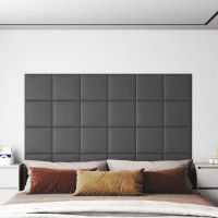 Produktbild för Väggpaneler 12 st grå 30x30 cm konstläder 1,08 m²