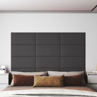 Produktbild för Väggpaneler 12 st grå 60x30 cm konstläder 2,16 m²