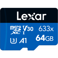 Miniatyr av produktbild för Lexar microSDXC 633x UHS-I/A1/U3/10 R95/no adap (V30) 64GB