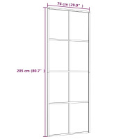 Produktbild för Skjutdörr svart 76x205 cm ESG glas och aluminium