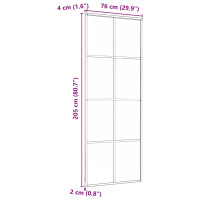 Produktbild för Skjutdörr svart 76x205 cm ESG glas och aluminium