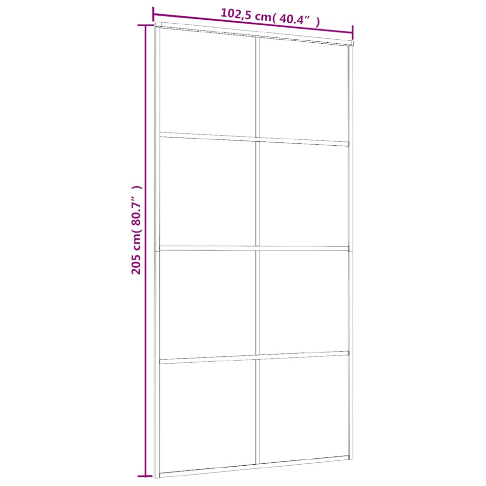 Produktbild för Skjutdörr svart 102,5x205 cm ESG-glas och aluminium