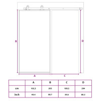 Produktbild för Skjutdörr svart 102,5x205 cm ESG-glas och aluminium