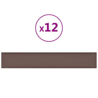 Produktbild för Väggpaneler 12 st brun 90x15 cm konstläder 1,62 m²