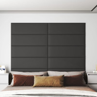 Produktbild för Väggpaneler 12 st grå 90x30 cm konstläder 3,24 m²