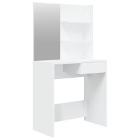 Miniatyr av produktbild för Sminkbord med spegel vit 74,5x40x141 cm