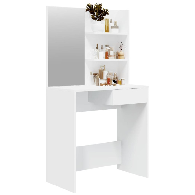 Produktbild för Sminkbord med spegel vit 74,5x40x141 cm