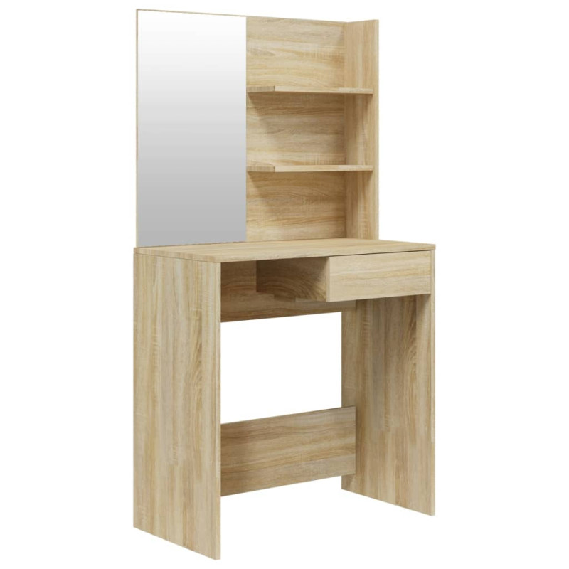 Produktbild för Sminkbord med spegel sonoma-ek 74,5x40x141 cm