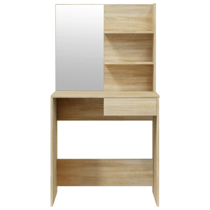 Produktbild för Sminkbord med spegel sonoma-ek 74,5x40x141 cm