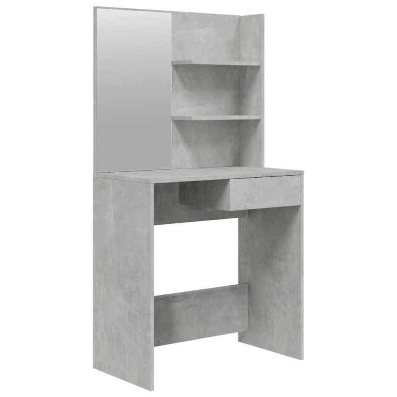Produktbild för Sminkbord med spegel betonggrå 74,5x40x141 cm