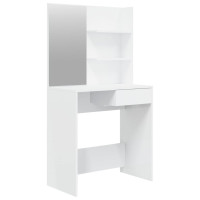 Produktbild för Sminkbord med spegel vit högglans 74,5x40x141 cm