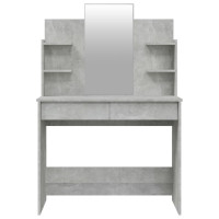 Miniatyr av produktbild för Sminkbord med spegel betonggrå 96x40x142 cm