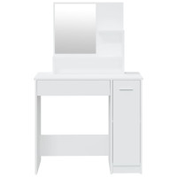 Miniatyr av produktbild för Sminkbord med spegel vit 86,5x35x136 cm