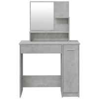 Produktbild för Sminkbord med spegel betonggrå 86,5x35x136 cm