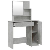 Produktbild för Sminkbord med spegel betonggrå 86,5x35x136 cm