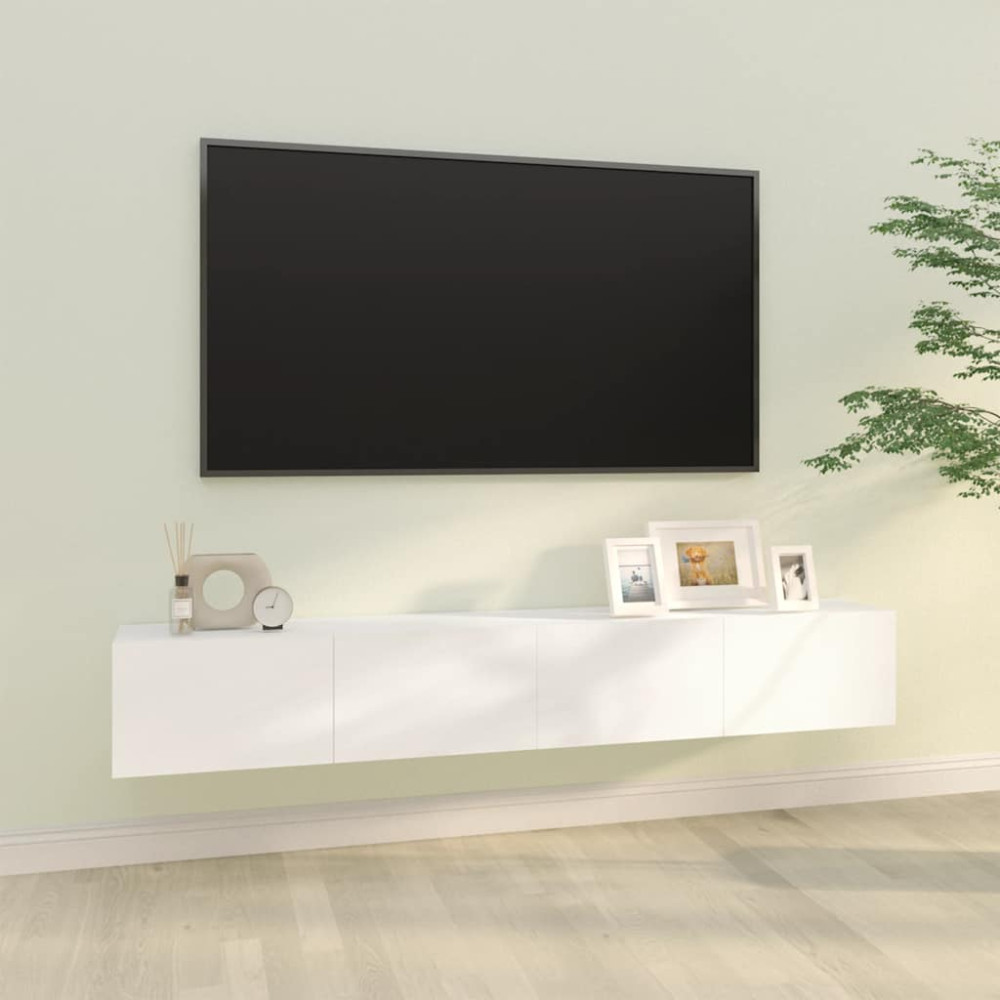 Produktbild för Väggmonterade tv-bänkar 2 st vit 100x30x30 cm konstruerat trä