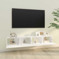 Produktbild för Väggmonterade tv-bänkar 2 st vit 100x30x30 cm konstruerat trä