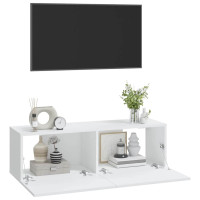 Produktbild för Väggmonterade tv-bänkar 2 st vit 100x30x30 cm konstruerat trä