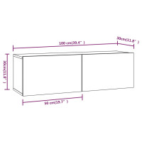 Produktbild för Väggmonterade tv-bänkar 2 st vit 100x30x30 cm konstruerat trä