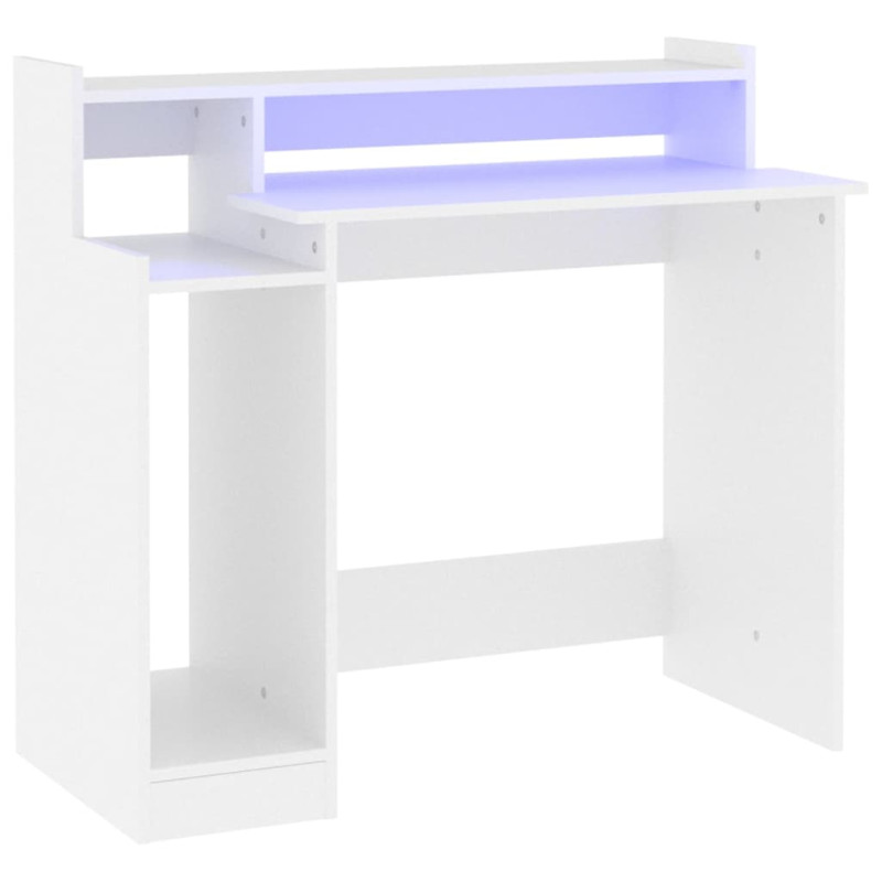 Produktbild för Skrivbord med LED vit 97x45x90 cm konstruerat trä