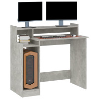 Miniatyr av produktbild för Skrivbord med LED betonggrå 97x45x90 cm konstruerat trä