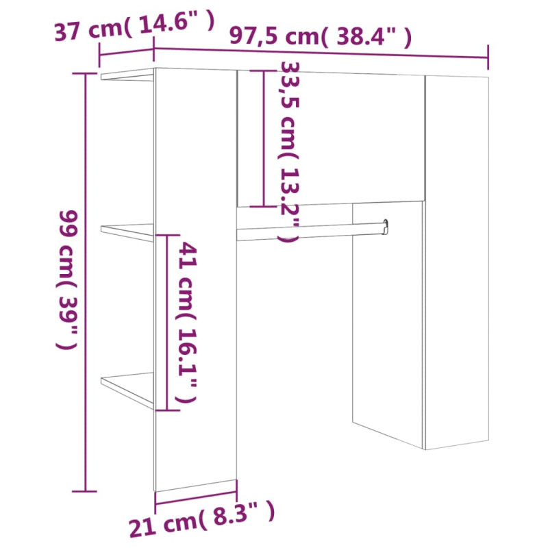 Produktbild för Hallskåp vit högglans 97,5x37x99 cm konstruerat trä
