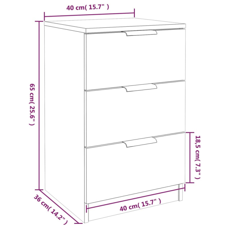 Produktbild för Sängbord vit högglans 40x36x65 cm
