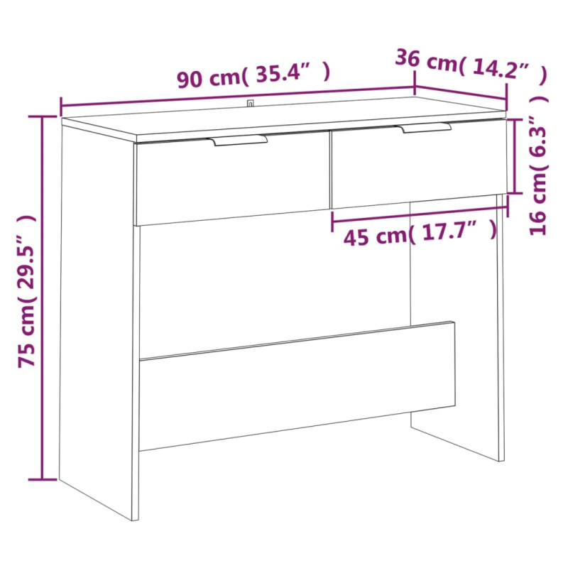 Produktbild för Konsolbord betonggrå 90x36x75 cm konstruerat trä