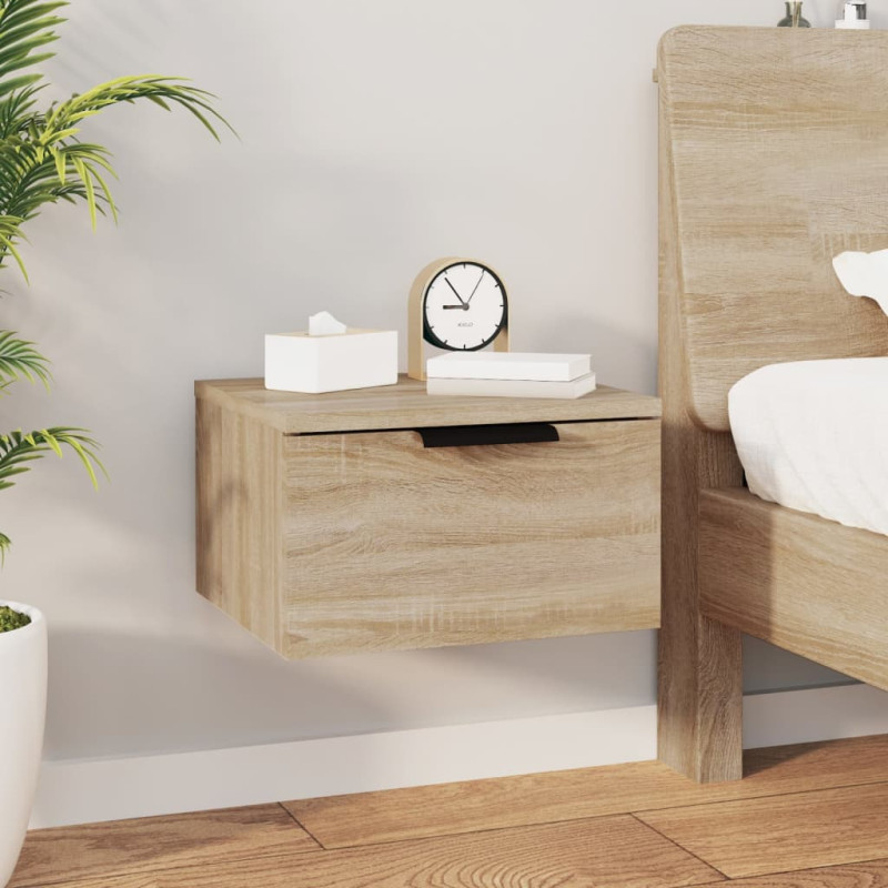 Produktbild för Väggmonterat sängbord sonoma-ek 34x30x20 cm