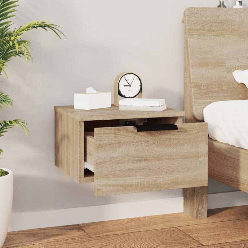 Produktbild för Väggmonterat sängbord sonoma-ek 34x30x20 cm