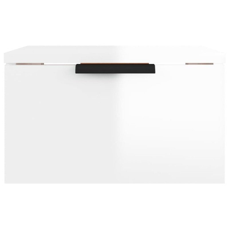 Produktbild för Väggmonterat sängbord vit högglans 34x30x20 cm