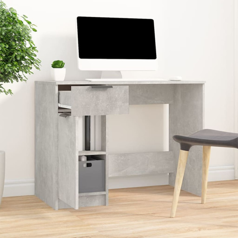 Produktbild för Skrivbord betonggrå 100x50x75 cm konstruerat trä